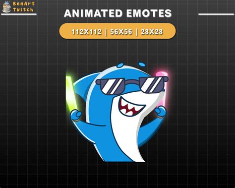 Animated Twitch Emote Shark Cheering, Cute Shark Twitch Emotes, Cute Emotes for Youtube, Discord ...