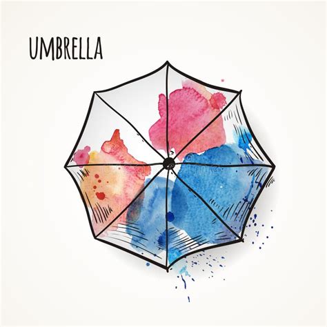 Beach Umbrella Watercolor Hand Drawn Sketch Stock Illustration