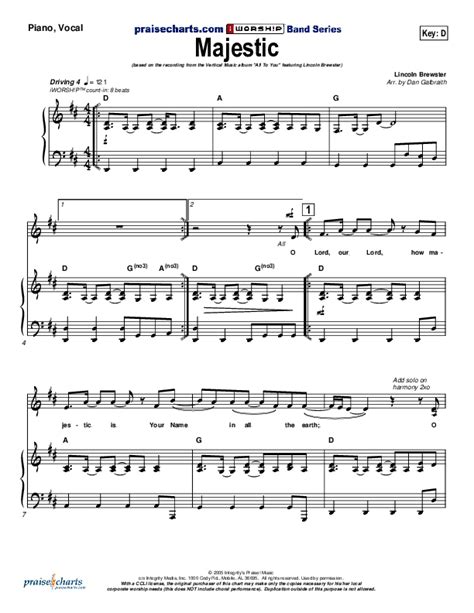 Majestic Sheet Music Pdf Lincoln Brewster Praisecharts