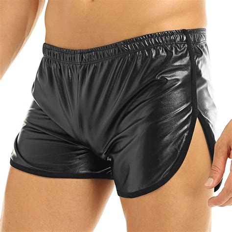 Inhzoy Herren Wetlook Boxershorts Unterwäsche Lack Leder Short Pants