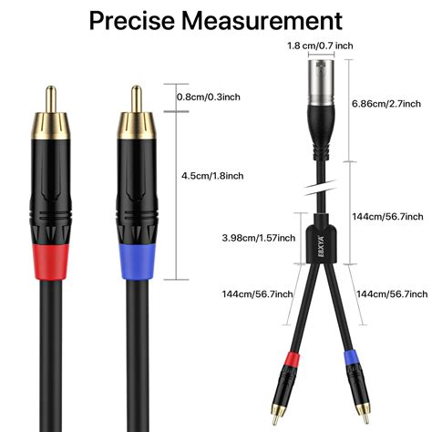 Ebxya Xlr To Rca Y Splitter Cable Xlr Male To Double Rca Male Microphone Cord Adapter 10 Feet