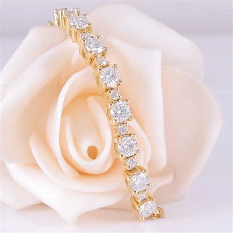 14k Yellow Gold Tennis Moissanite Cute Bracelet 2 8ctw