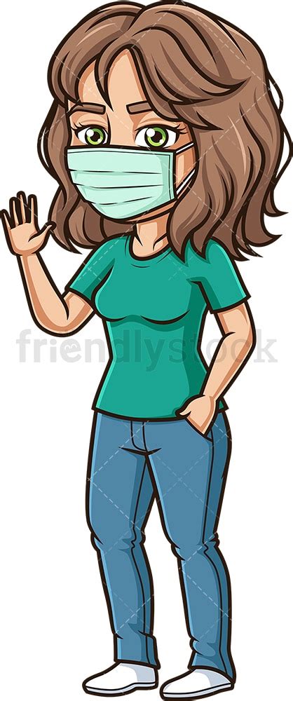 Hispanic Woman With Medical Mask Cartoon Clipart Vector Friendlystock