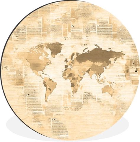 WallCircle Wandcirkel Muurcirkel Wereldkaart Vintage