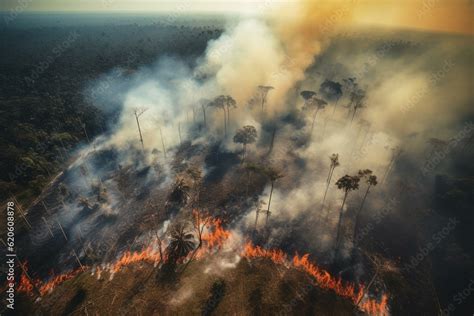 A Drone Captures A Devastating Fire Burning In The Amazon Rainforest