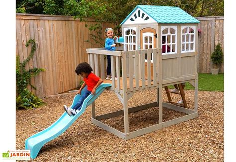 Cabane Enfant Perch E Sur Pilotis Kidkraft Bois De C Dre Toboggan