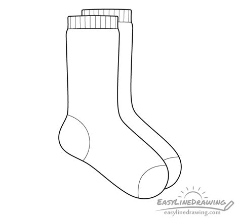 How To Draw A Pair Of Socks Step By Step Easylinedrawing