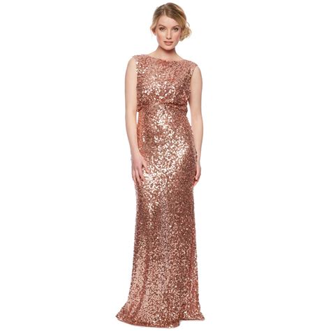 Designer Rose Gold Natural Sequin Maxi Dress At Sequin