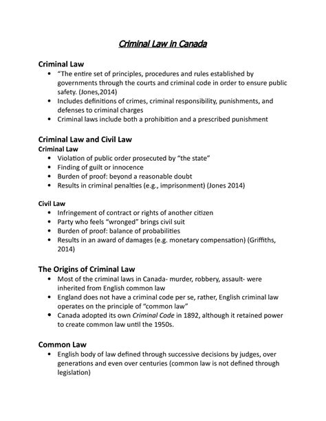 Criminology 101 Lecture 2 Criminal Law In Canada Criminal Law “the Entire Set Of Principles