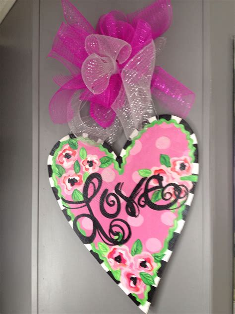 I Painted This Heart Shaped Door Hanger For Valentines Day Plywood