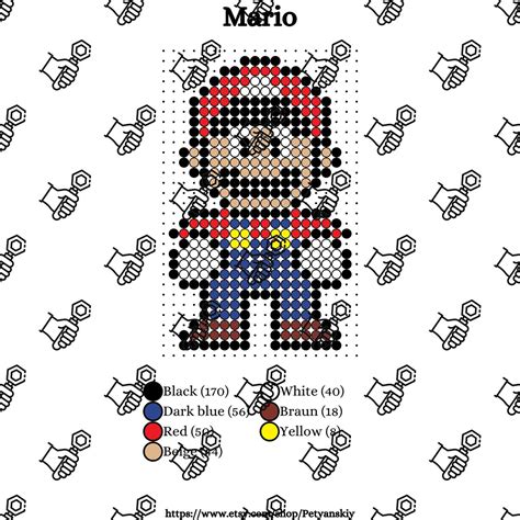 Mario Perler Beads Pattern Hama Beads Template Pixel Art Hama Beads Fuse Beads Iron Beads 8bit