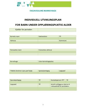 Fillable Online Askoy Kommune Individuell Utviklingsplan For Barn Under