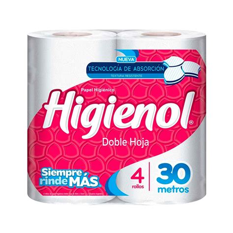 Papel Higienico Higienol Petalos Doble Hoja 30 Metros X 4 Rollos Casa