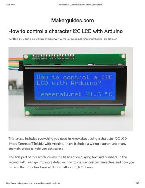 Pdf How To Control A Character I C Lcd With Arduino Makerguides