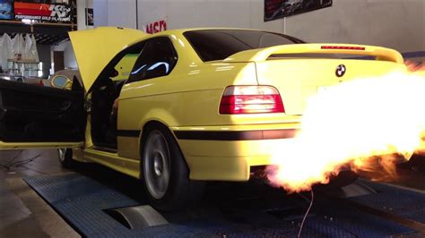 Supercharged Bmw M3 Shooting Flames Out The Exhaust On The Dyno At Tms Performance And Dyno Tuning