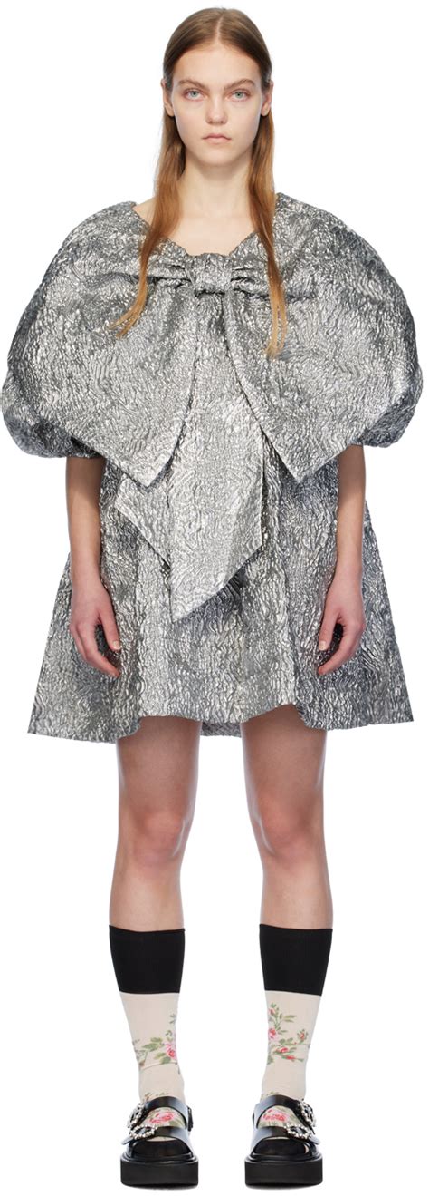 Silver Double Bow Minidress By Simone Rocha On Sale