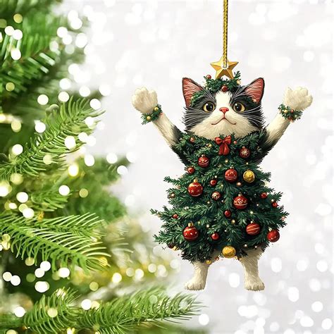 Acrylic Black Cat Christmas Ornament Cat Christmas Decorations Black Cat Christmas Tree