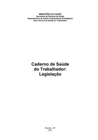 Caderno De Sa De Do Trabalhador Bvs Minist Rio Da Sa De