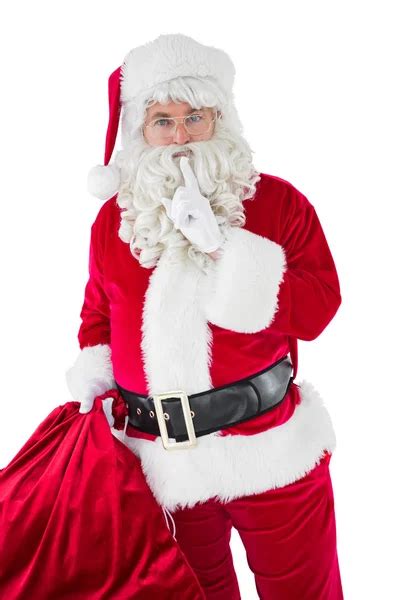 Relaxed Santa Sitting And Leaning On His Sack Stock Photo By