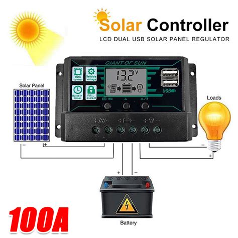 Gotgelif® Solar Charge Controller 100a Mppt Auto Focus Tracking System Power Lcd Screen Dual