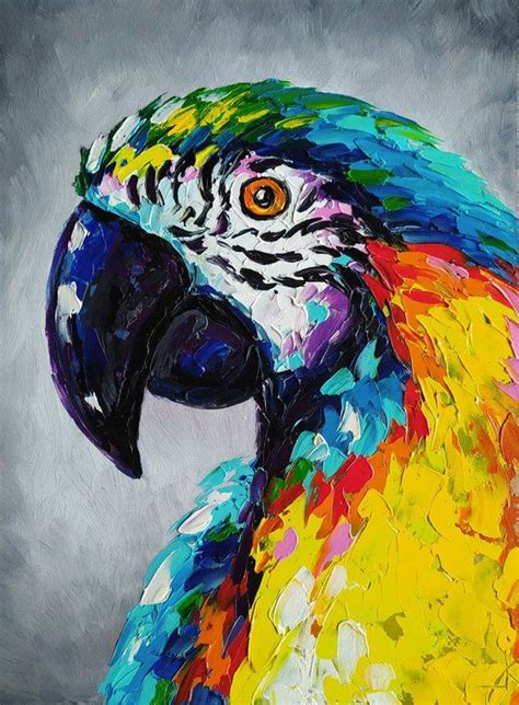 Surreal Art Painting Bird Painting Acrylic Parrot Painting Jellyfish