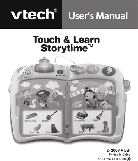 Vtech Touch And Learn Storytime Owners Manual