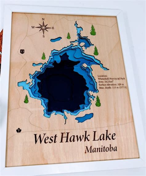 West Hawk Lake Manitoba Bathymetric Map Erlenmeyer Designs Science Design