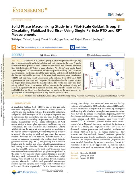 PDF Solid Phase Macromixing Study In A Pilot Scale Geldart Group B