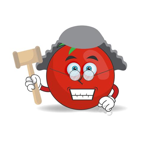 The Tomato Mascot Character Becomes A Judge Vector Illustration