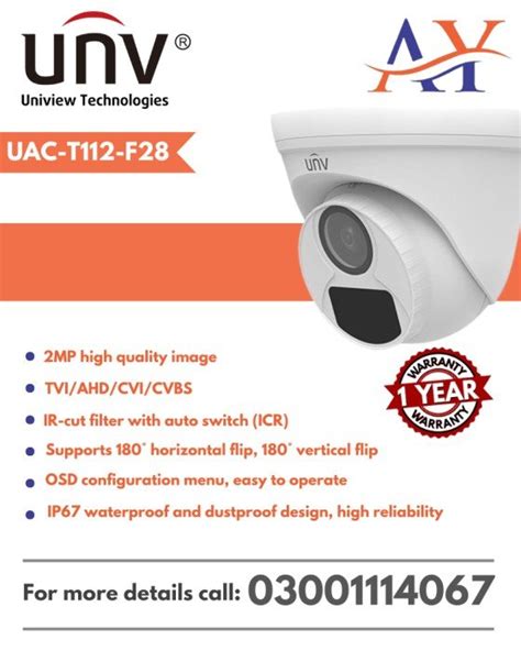 Uniview Uac T F Mp Hd Fixed Ir Turret Analog Camera Ay Tech