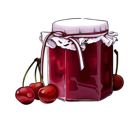 Cherry Jam In A Jar From Multicolored Paints Splash Of Watercolor