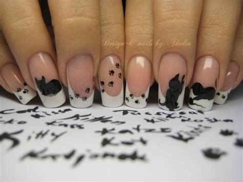 Creative Nail Design Cat Prints Stamped Nail Art