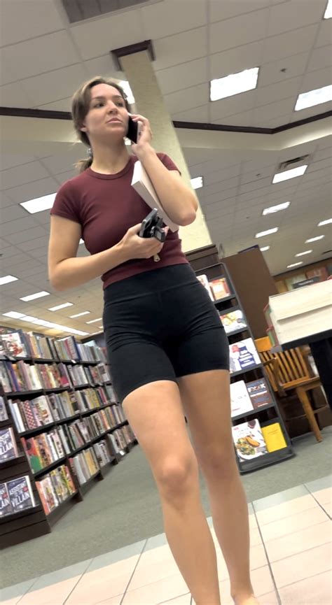 Tall Leggy Blonde With Solid VPL Wedgie Bending Over In Biker Shorts Always Oc Short Shorts