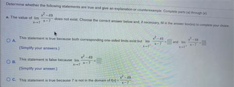 Solved Determine Whether The Following Statements Are True Chegg