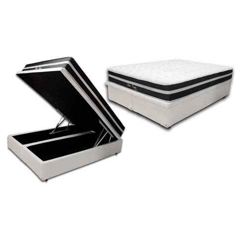 Cama Box Baú Bipartido Casal 1 38x1 88 Premium Corino Branco Colchão