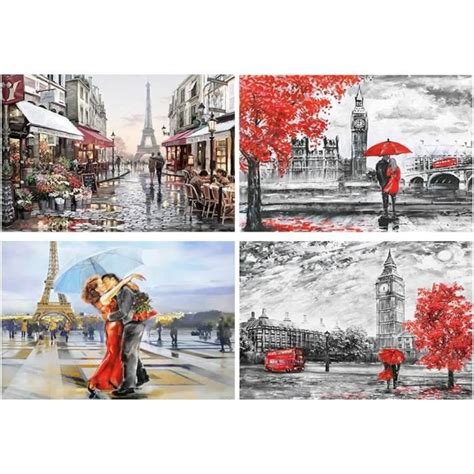 Lot De 4 Peintures Diamant Paysage 50X40 Cm Diamond Painting Londres