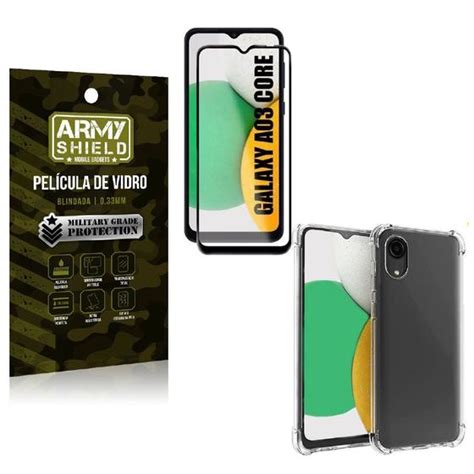 Kit Proteção Total Samsung A03 Core Capa e Película 3D Armyshield