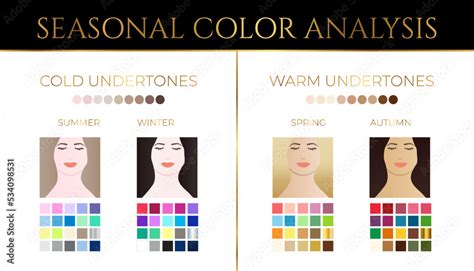 Elegant Seasonal Skin Color Analysis Illustration With Color Swatches