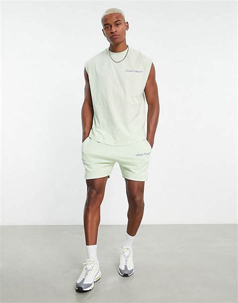 Asos Dark Future Co Ord With Logo Puff Prints In Light Green Asos