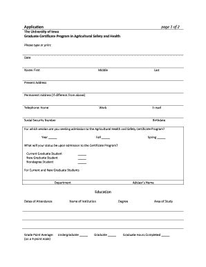 Fillable Online Public Health Uiowa This Application Form University