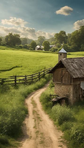 Fondo De Pantalla De Campo Rural Foto Premium