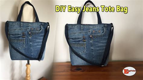 DIY EASY JEANS TOTE BAG DIY JEANS BAG RECYCLE JEANS BAG SEWING