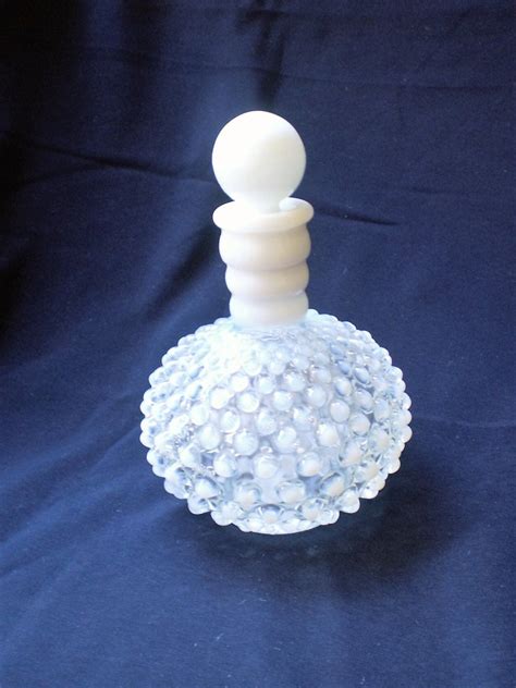 Fenton Hobnail Perfume Bottle Opalescent Pale Blue Glass Etsy