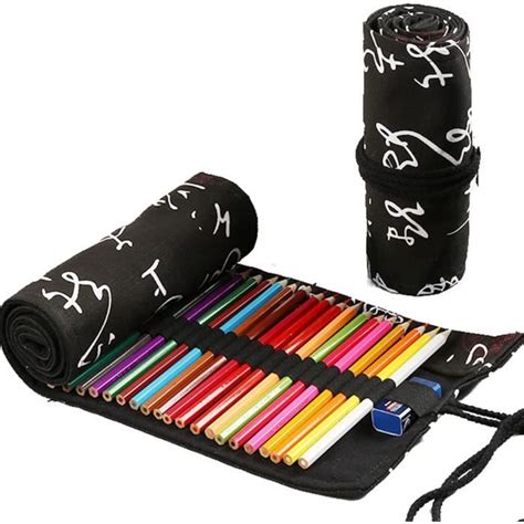 72 Trous Sac A Crayon De Toile Portable Trousses De Crayons De