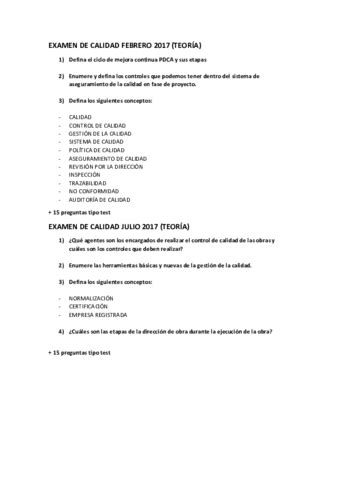 Examen De Gesti N De La Calidad Pdf