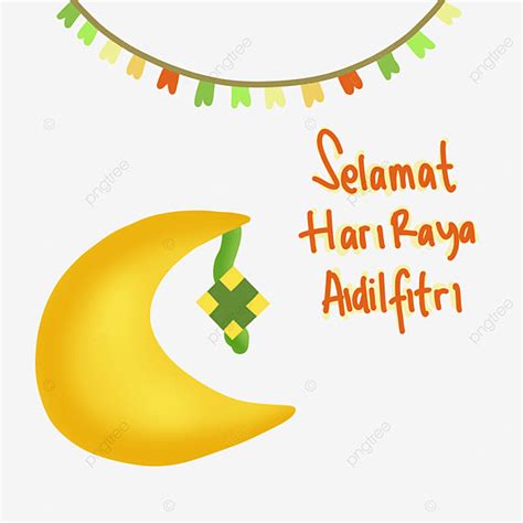 Ketupat Idul Fitri Hd Transparent Idul Fitri Greeting With Moon And