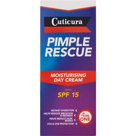 Cuticura Pimple Rescue Spf 15 Moisturising Day Cream 100ml Face Wash And Scrub Skincare