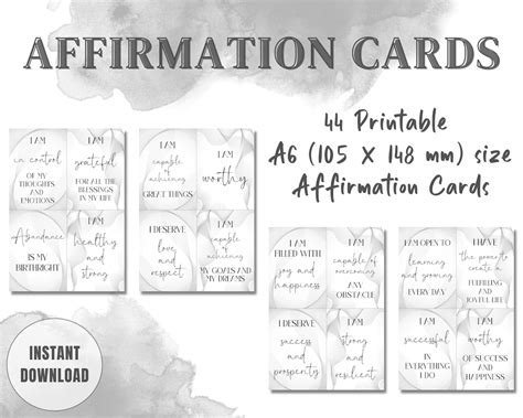 44 Printable Positive Affirmation Cards Well Being Affirmation Cards