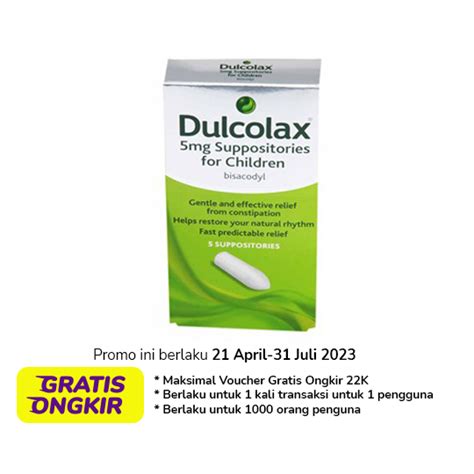 Dulcolax Pediatric 5 Mg 6 Suppositoria Kegunaan Efek Samping Dosis