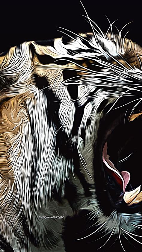 Download Wallpaper Tiger Fury Vector Art Abstract Animals Creative